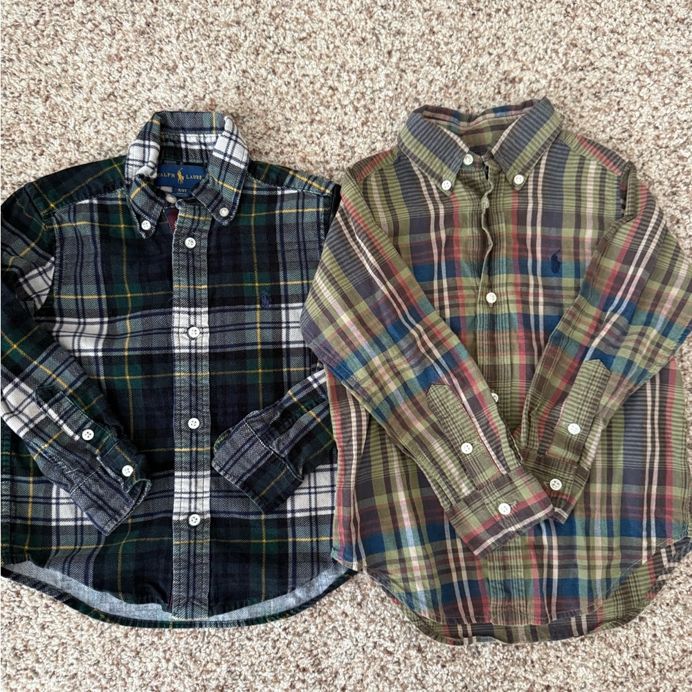 Ralph Lauren Toddler Plaid Button-Down Shirt Duo - Green & Multi Plaid